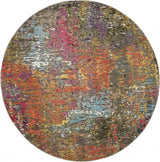 5' X 5' Sunset Round Abstract Power Loom Non Skid Area Rug - Homeroots - Flyclothing LLC