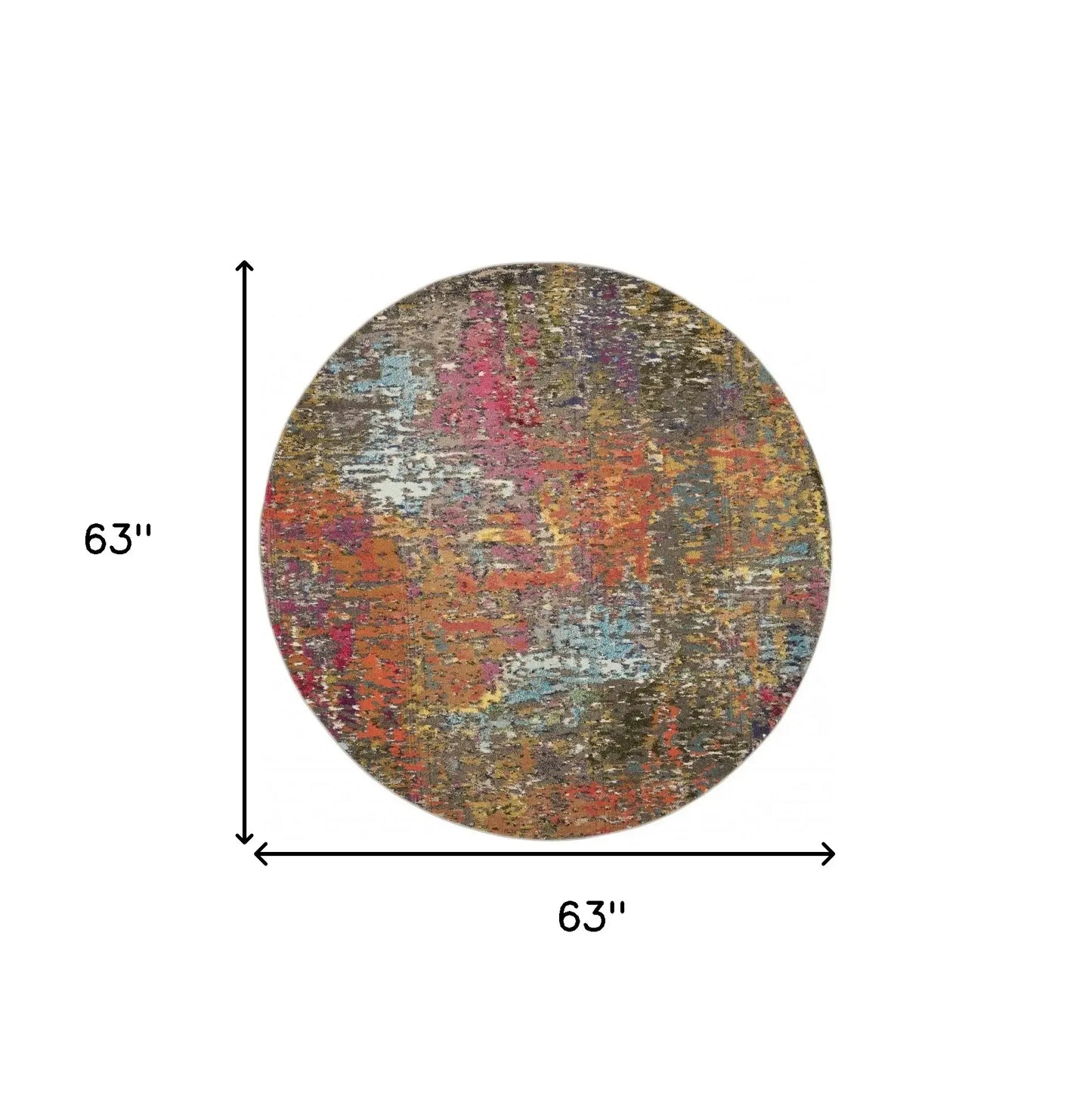 5' X 5' Sunset Round Abstract Power Loom Non Skid Area Rug - Homeroots - Flyclothing LLC