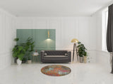 5' X 5' Sunset Round Abstract Power Loom Non Skid Area Rug - Homeroots - Flyclothing LLC