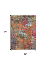 5' X 7' Sunset Abstract Power Loom Non Skid Area Rug - Homeroots - Flyclothing LLC
