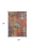 5' X 7' Sunset Abstract Power Loom Non Skid Area Rug - Homeroots - Flyclothing LLC
