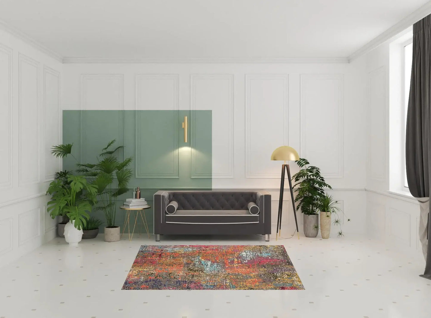 5' X 7' Sunset Abstract Power Loom Non Skid Area Rug - Homeroots - Flyclothing LLC