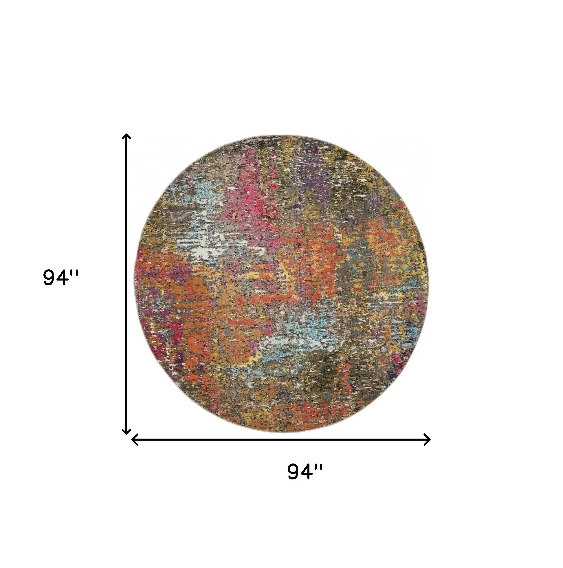 8' X 8' Sunset Round Abstract Power Loom Non Skid Area Rug - Homeroots - Flyclothing LLC