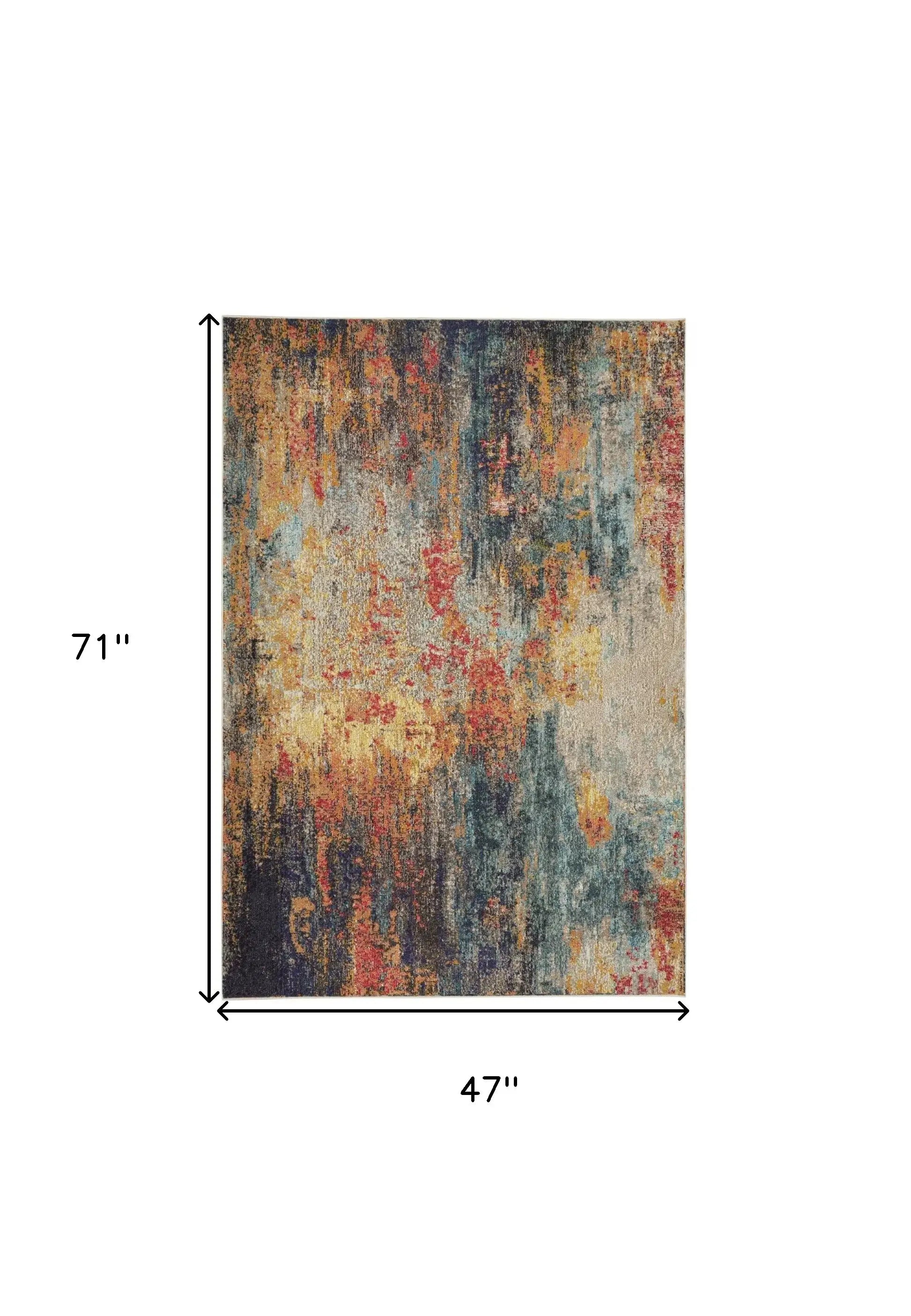 4' X 6' Multicolor Abstract Power Loom Non Skid Area Rug - Homeroots - Flyclothing LLC