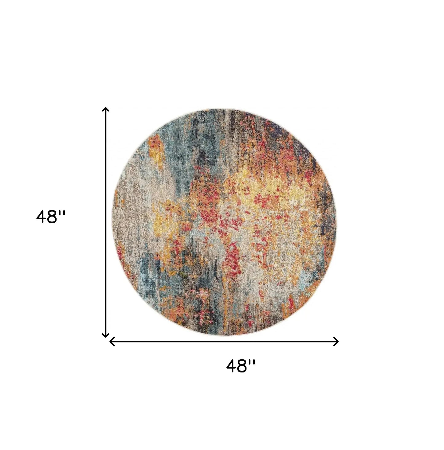 4' X 4' Multicolor Round Abstract Power Loom Non Skid Area Rug - Homeroots - Flyclothing LLC