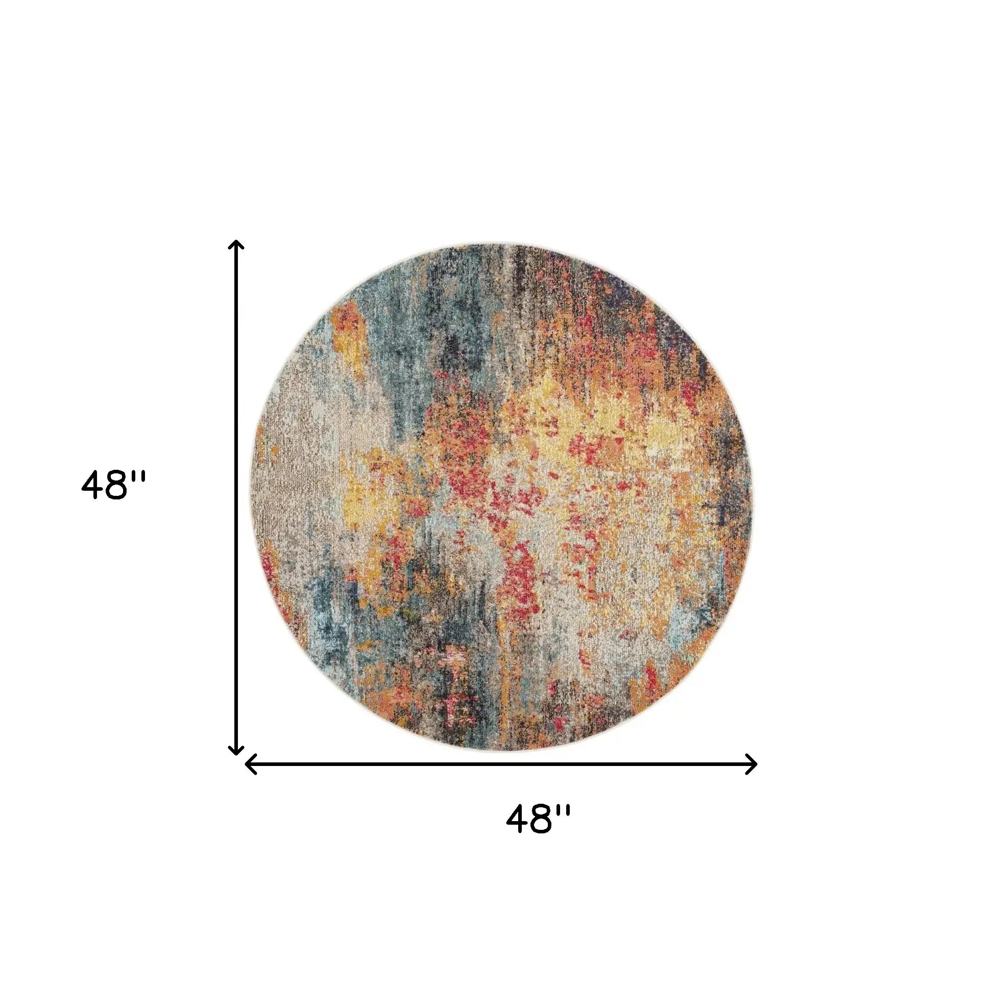 4' X 4' Multicolor Round Abstract Power Loom Non Skid Area Rug - Homeroots - Flyclothing LLC