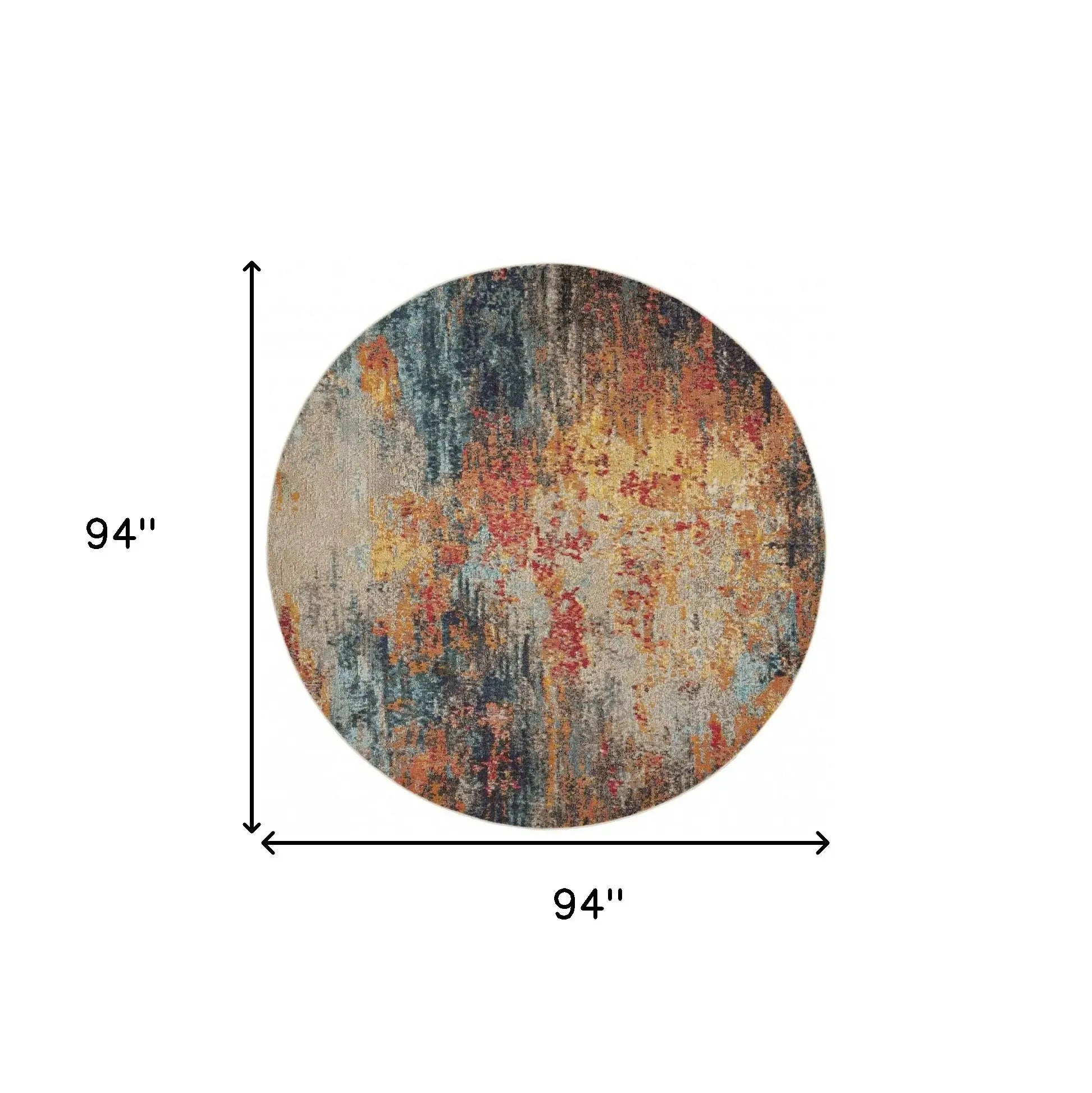 8' X 8' Multicolor Round Abstract Power Loom Non Skid Area Rug - Homeroots - Flyclothing LLC