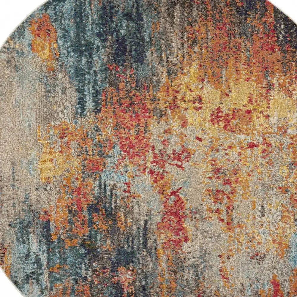 8' X 8' Multicolor Round Abstract Power Loom Non Skid Area Rug - Homeroots - Flyclothing LLC