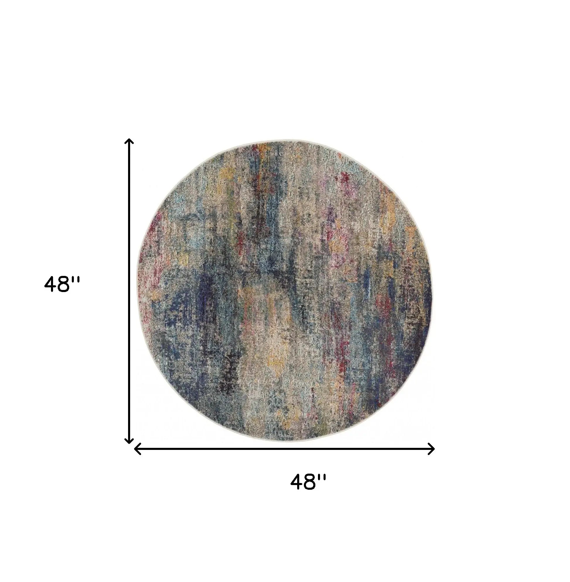 4' X 4' Multicolor Round Abstract Power Loom Non Skid Area Rug - Homeroots - Flyclothing LLC