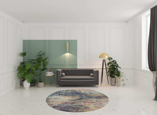 8' X 8' Multicolor Round Abstract Power Loom Non Skid Area Rug - Homeroots - Flyclothing LLC