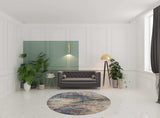 8' X 8' Multicolor Round Abstract Power Loom Non Skid Area Rug - Homeroots - Flyclothing LLC