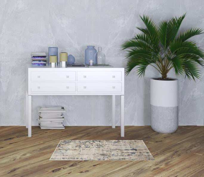 2' X 4' Beige And Grey Abstract Power Loom Non Skid Area Rug - Homeroots - Flyclothing LLC