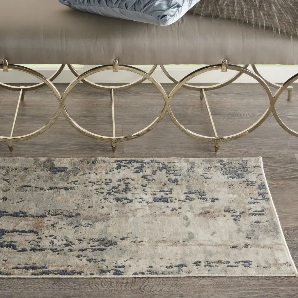 2' X 4' Beige And Grey Abstract Power Loom Non Skid Area Rug - Homeroots - Flyclothing LLC