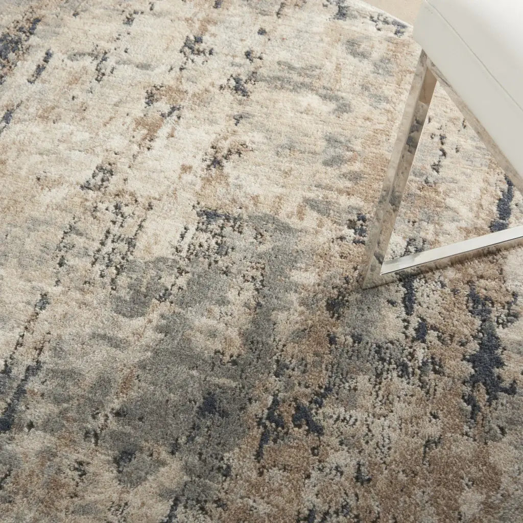 4' X 4' Beige And Grey Round Abstract Power Loom Non Skid Area Rug - Homeroots - Flyclothing LLC