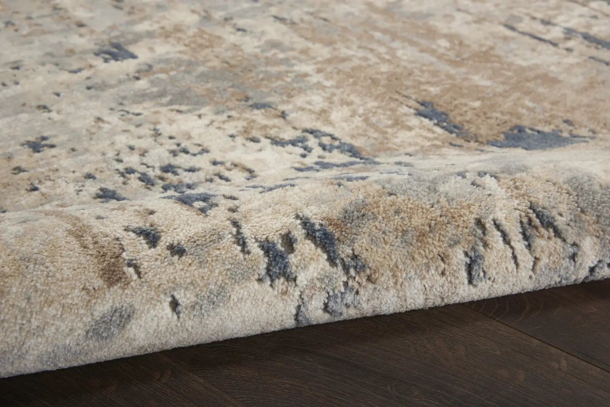 5' X 5' Beige And Grey Round Abstract Power Loom Non Skid Area Rug - Homeroots - Flyclothing LLC