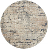 5' X 5' Beige And Grey Round Abstract Power Loom Non Skid Area Rug - Homeroots