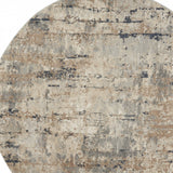 8' X 8' Beige And Grey Round Abstract Power Loom Non Skid Area Rug