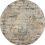 8' X 8' Beige And Grey Round Abstract Power Loom Non Skid Area Rug