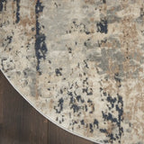 8' X 8' Beige And Grey Round Abstract Power Loom Non Skid Area Rug - Homeroots - Flyclothing LLC