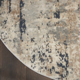 8' X 8' Beige And Grey Round Abstract Power Loom Non Skid Area Rug - Homeroots