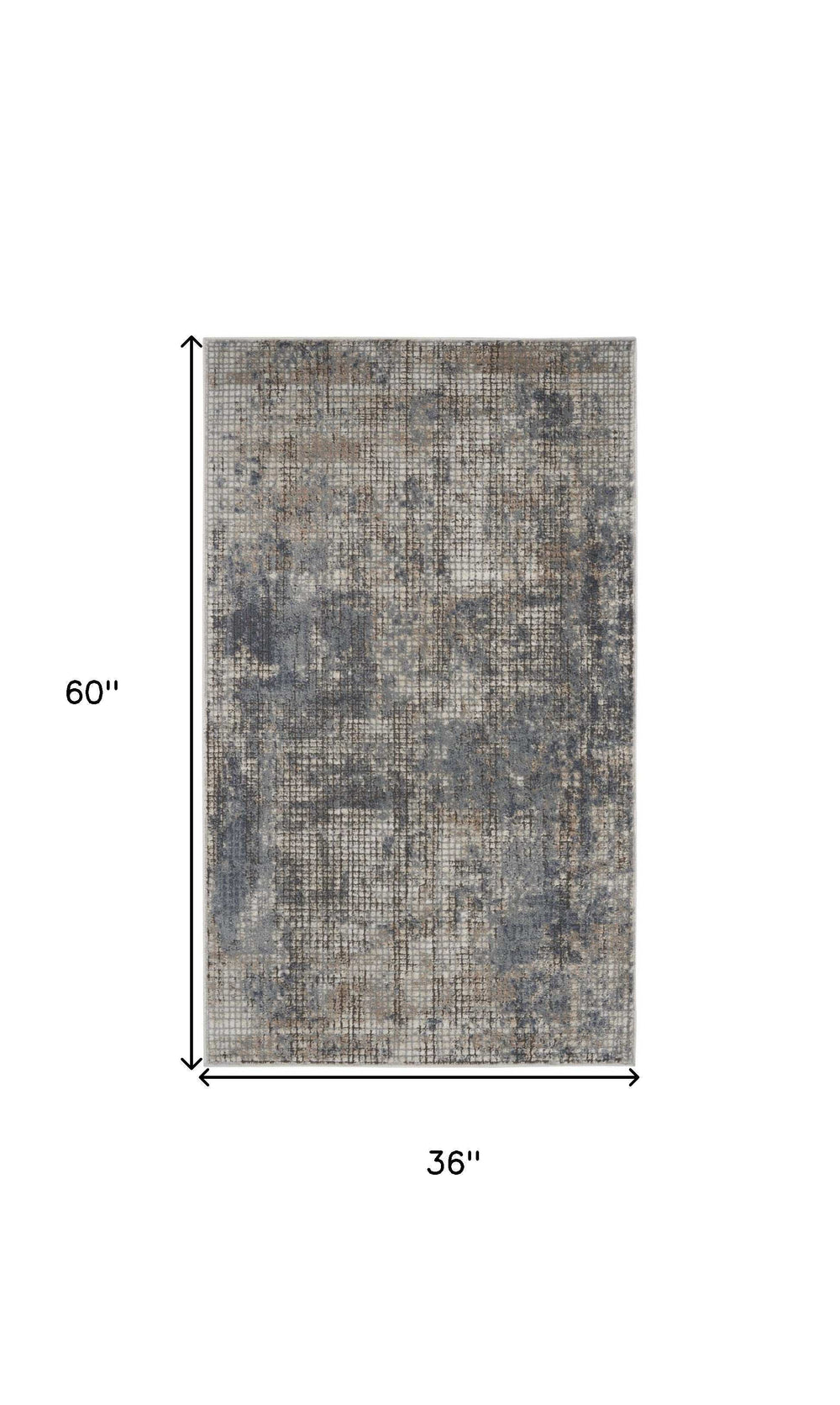 3' X 5' Blue And Beige Abstract Power Loom Distressed Non Skid Area Rug - Homeroots - Flyclothing LLC