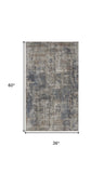 3' X 5' Blue And Beige Abstract Power Loom Distressed Non Skid Area Rug - Homeroots - Flyclothing LLC