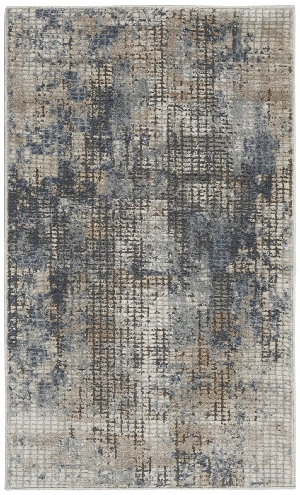 2' X 4' Blue And Beige Abstract Power Loom Distressed Non Skid Area Rug - Homeroots - Flyclothing LLC