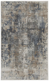2' X 4' Blue And Beige Abstract Power Loom Distressed Non Skid Area Rug - Homeroots - Flyclothing LLC