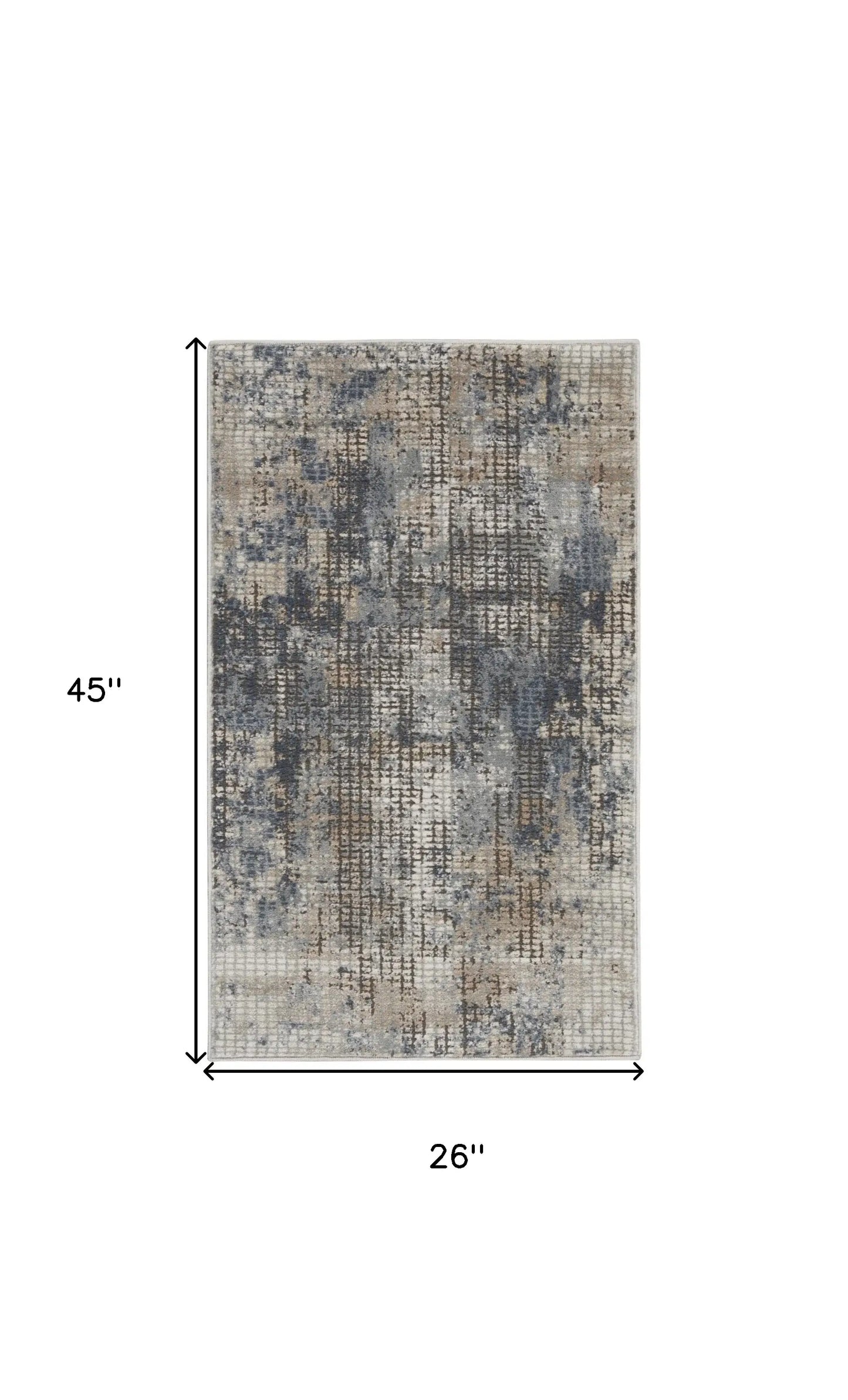 2' X 4' Blue And Beige Abstract Power Loom Distressed Non Skid Area Rug - Homeroots - Flyclothing LLC