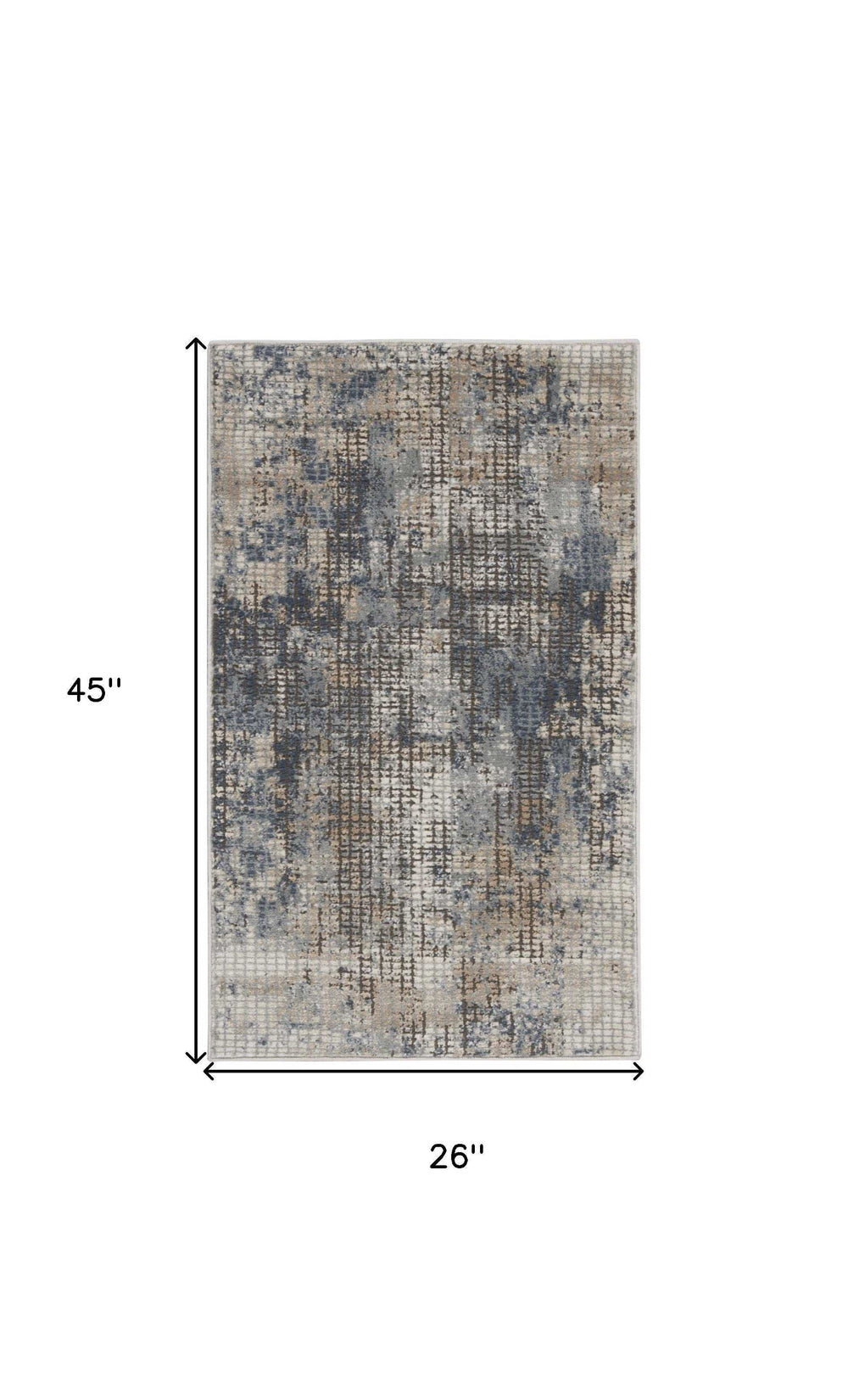 2' X 4' Blue And Beige Abstract Power Loom Distressed Non Skid Area Rug - Homeroots - Flyclothing LLC
