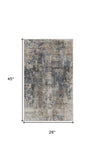 2' X 4' Blue And Beige Abstract Power Loom Distressed Non Skid Area Rug - Homeroots - Flyclothing LLC