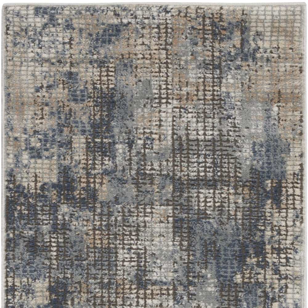 2' X 4' Blue And Beige Abstract Power Loom Distressed Non Skid Area Rug - Homeroots - Flyclothing LLC
