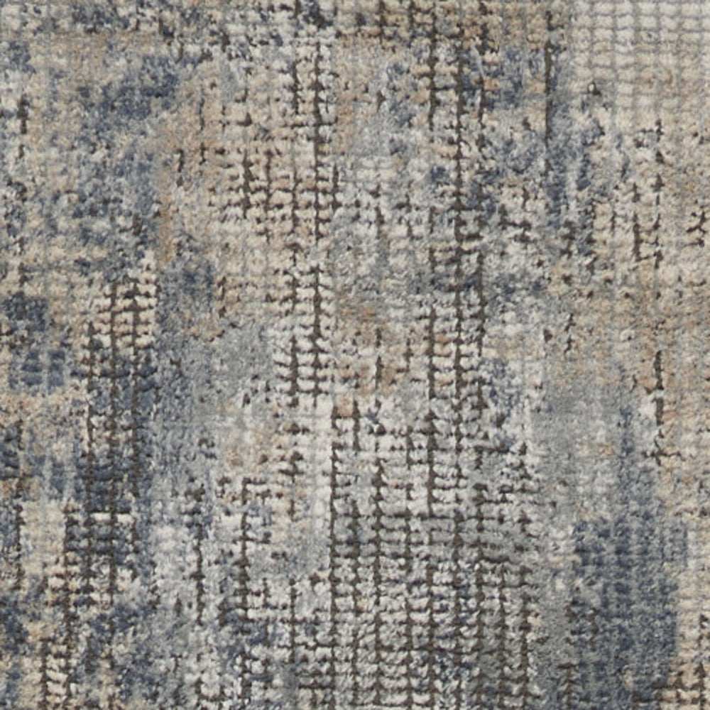 2' X 8' Blue And Beige Abstract Power Loom Distressed Non Skid Runner Rug - Homeroots - Flyclothing LLC