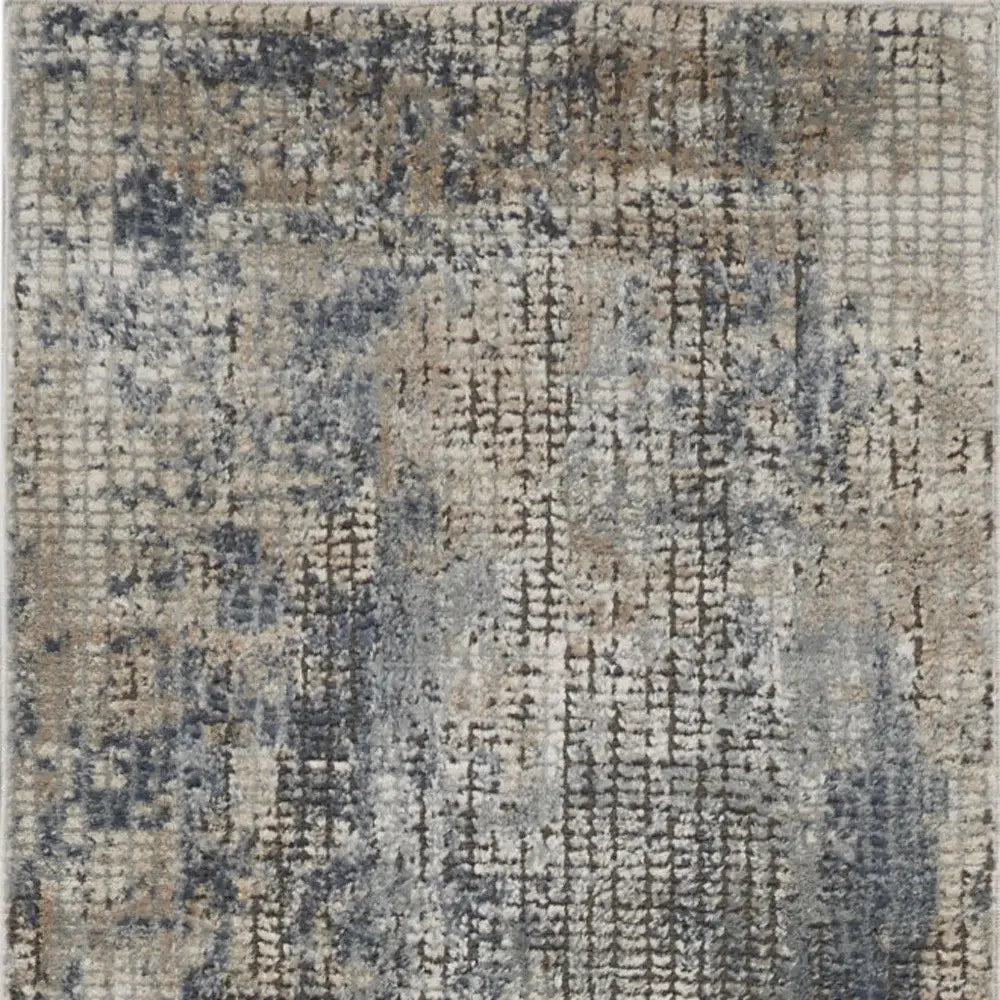 2' X 8' Blue And Beige Abstract Power Loom Distressed Non Skid Runner Rug - Homeroots - Flyclothing LLC