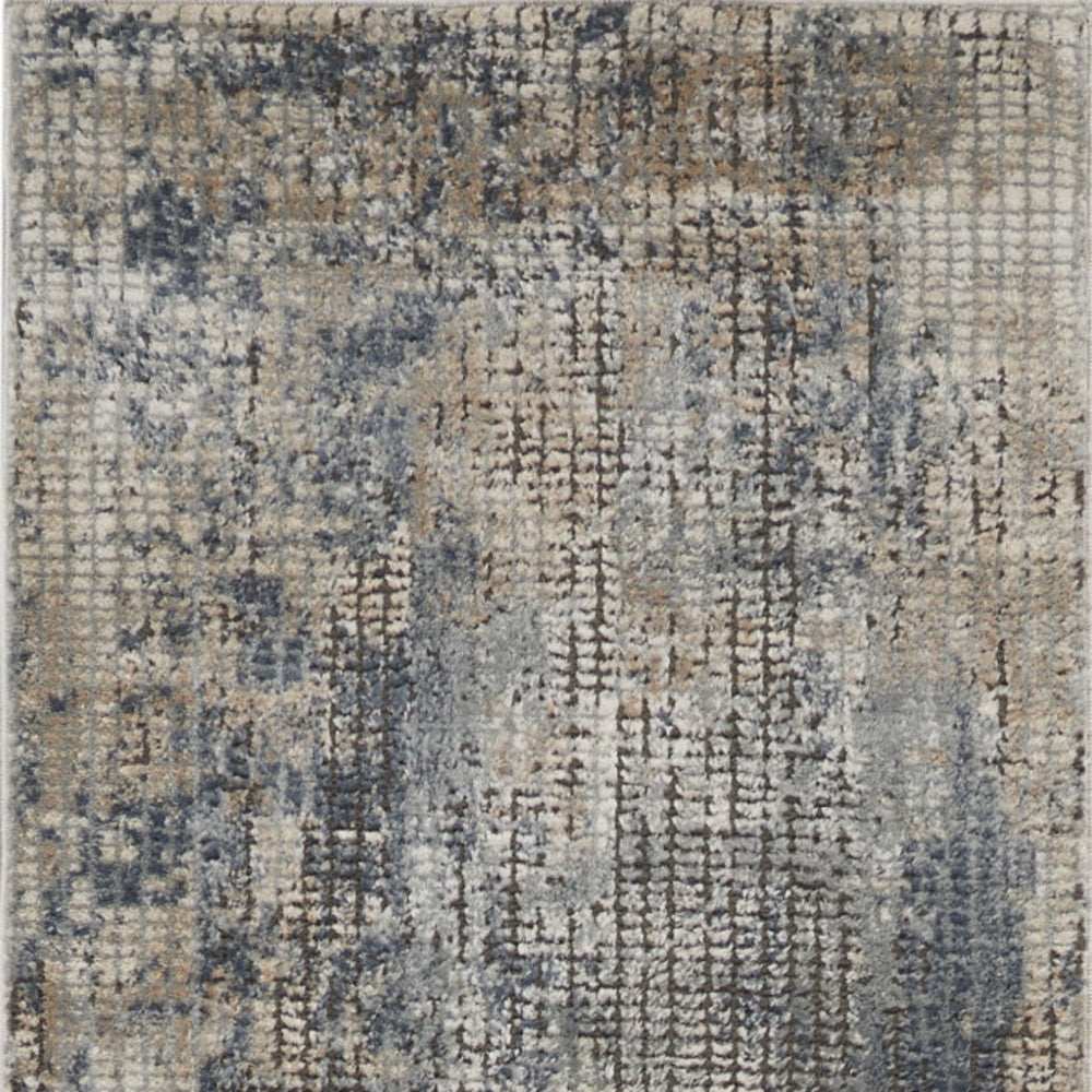 2' X 8' Blue And Beige Abstract Power Loom Distressed Non Skid Runner Rug - Homeroots - Flyclothing LLC