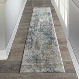2' X 8' Blue And Beige Abstract Power Loom Distressed Non Skid Runner Rug - Homeroots - Flyclothing LLC