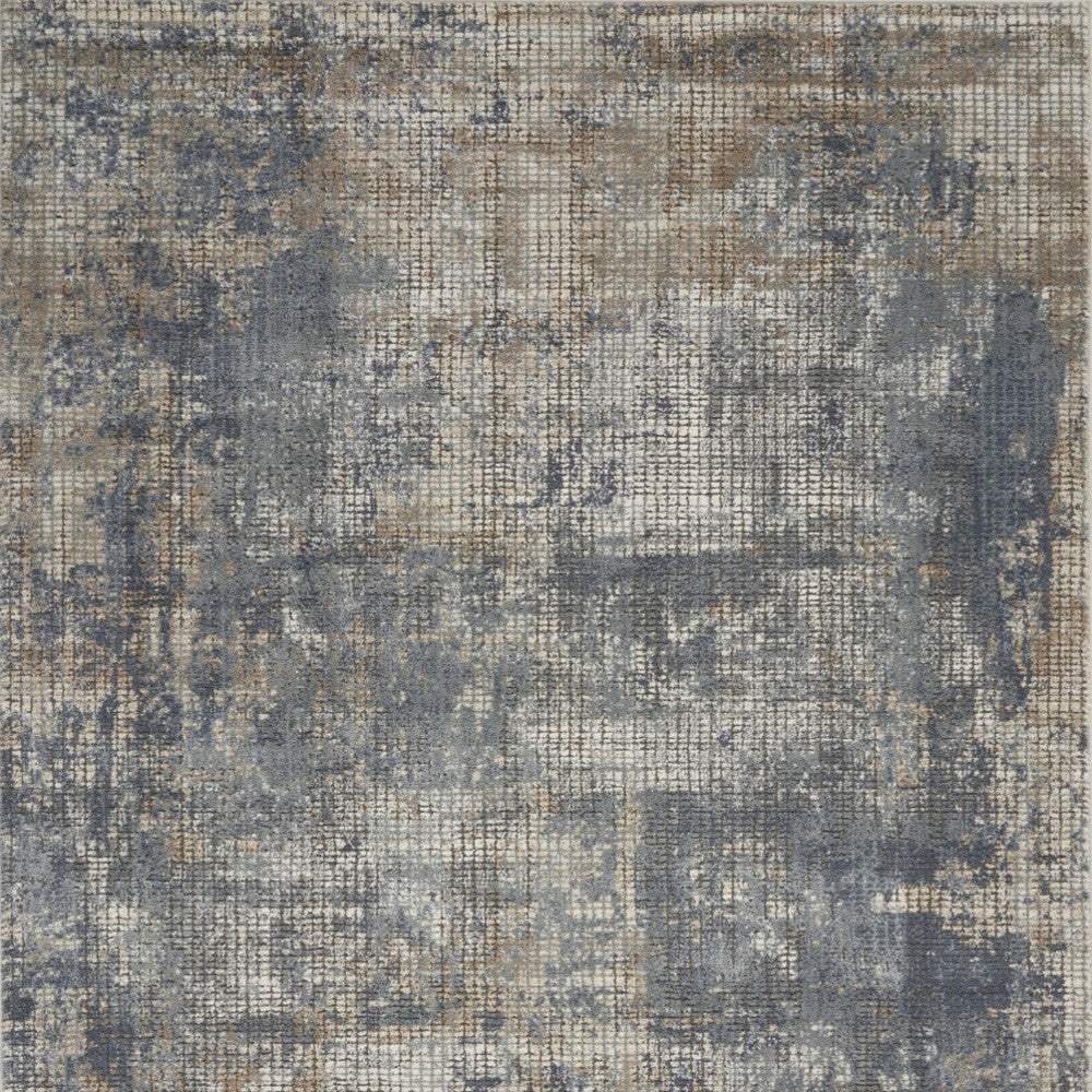 4' X 6' Blue And Beige Abstract Power Loom Distressed Non Skid Area Rug - Homeroots - Flyclothing LLC