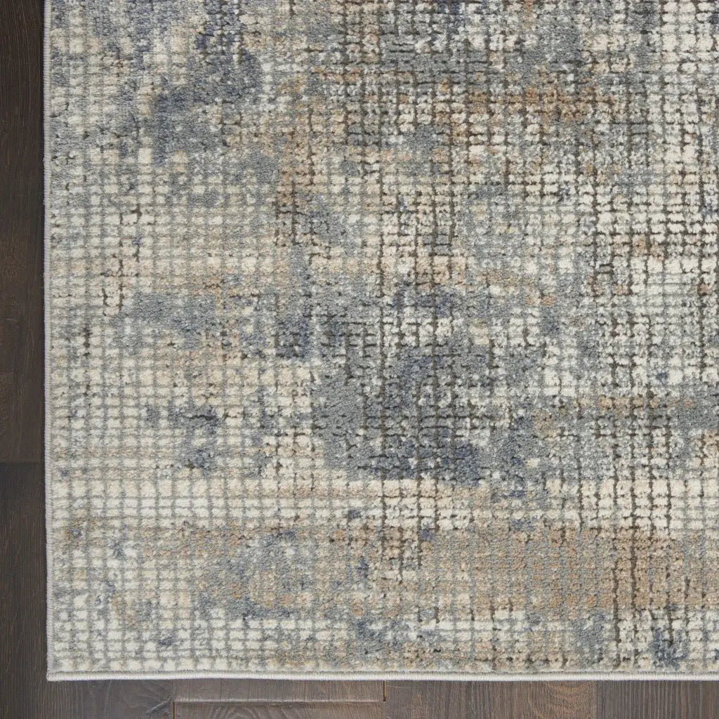 5' X 7' Blue And Beige Abstract Power Loom Distressed Non Skid Area Rug - Homeroots - Flyclothing LLC