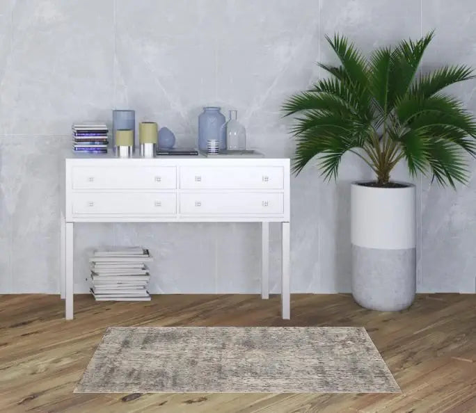 3' X 5' Beige And Grey Abstract Power Loom Non Skid Area Rug - Homeroots - Flyclothing LLC