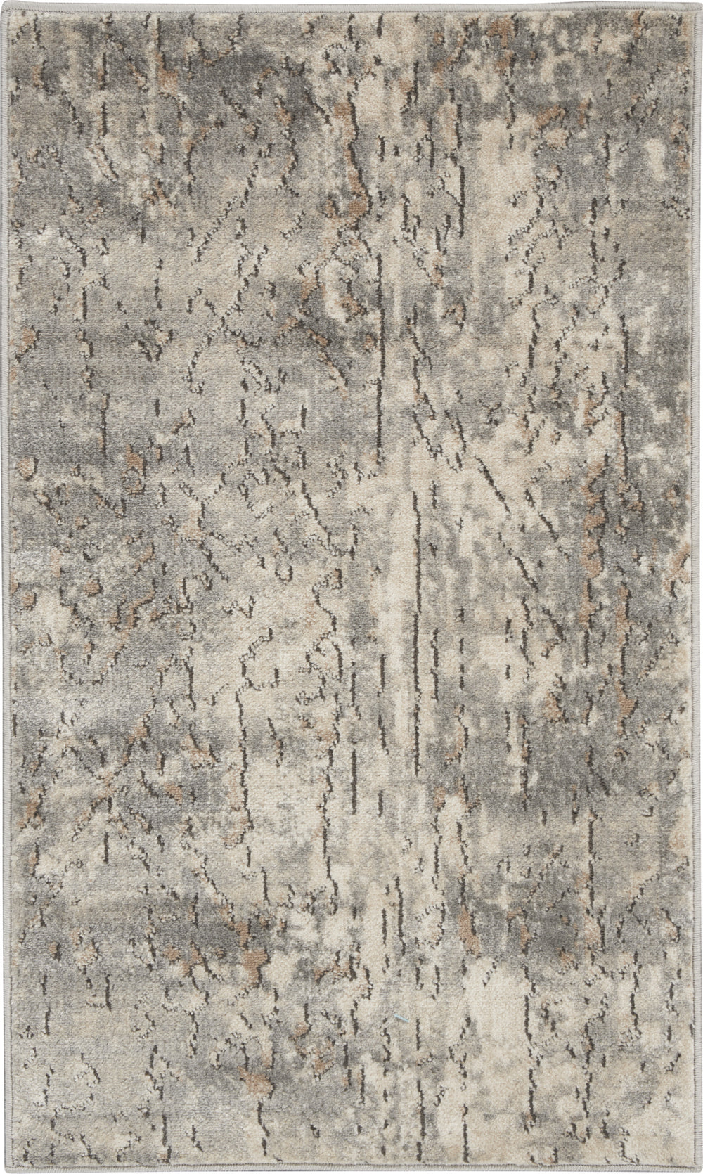 2' X 4' Beige And Grey Abstract Power Loom Non Skid Area Rug - Homeroots