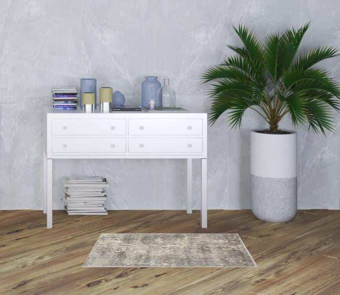 2' X 4' Beige And Grey Abstract Power Loom Non Skid Area Rug - Homeroots - Flyclothing LLC