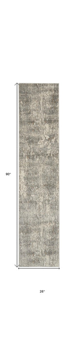 2' X 8' Beige And Grey Abstract Power Loom Non Skid Runner Rug - Homeroots - Flyclothing LLC