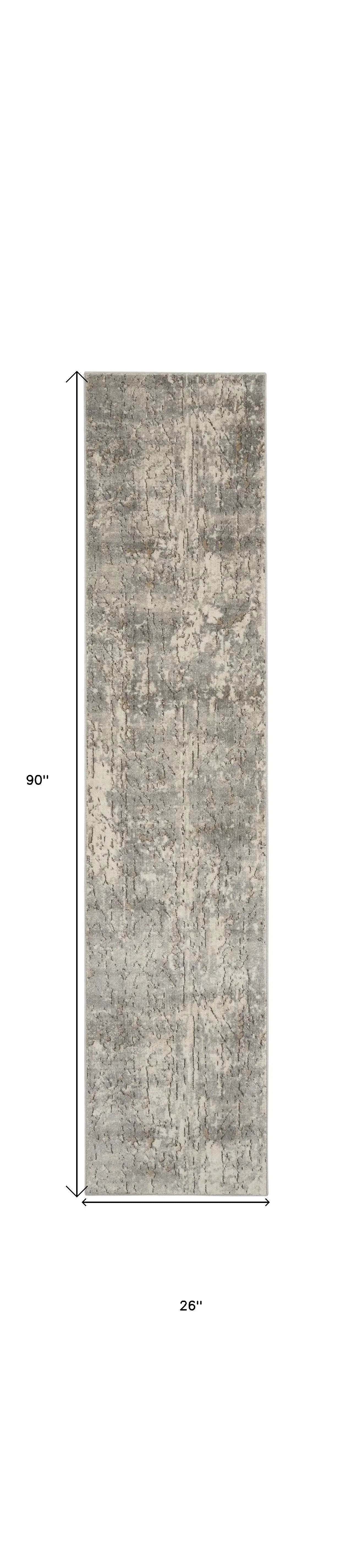 2' X 8' Beige And Grey Abstract Power Loom Non Skid Runner Rug - Homeroots - Flyclothing LLC