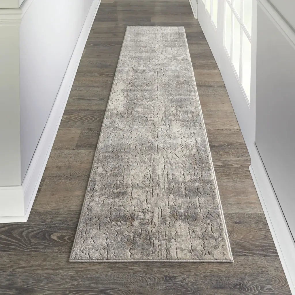 2' X 8' Beige And Grey Abstract Power Loom Non Skid Runner Rug - Homeroots - Flyclothing LLC