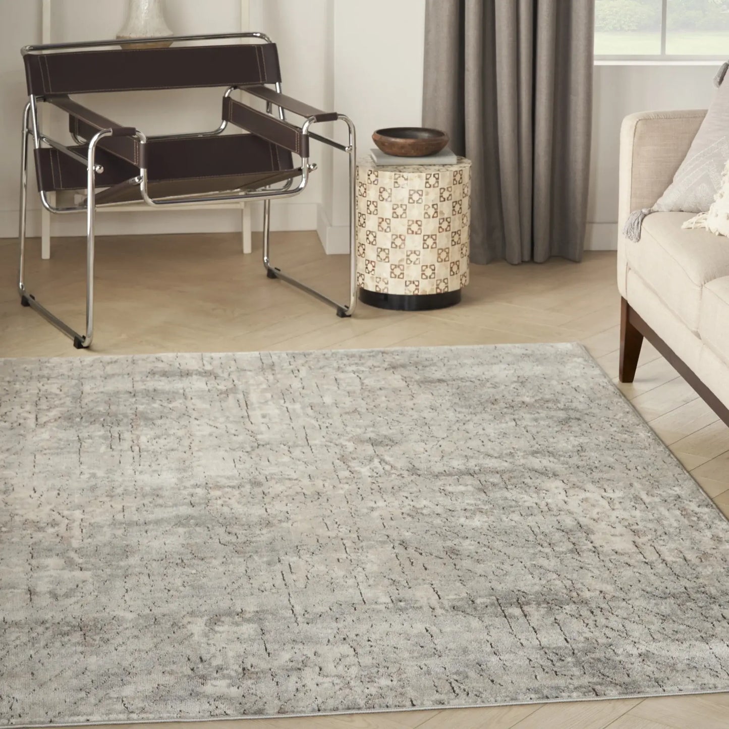 4' X 6' Beige And Grey Abstract Power Loom Non Skid Area Rug - Homeroots - Flyclothing LLC