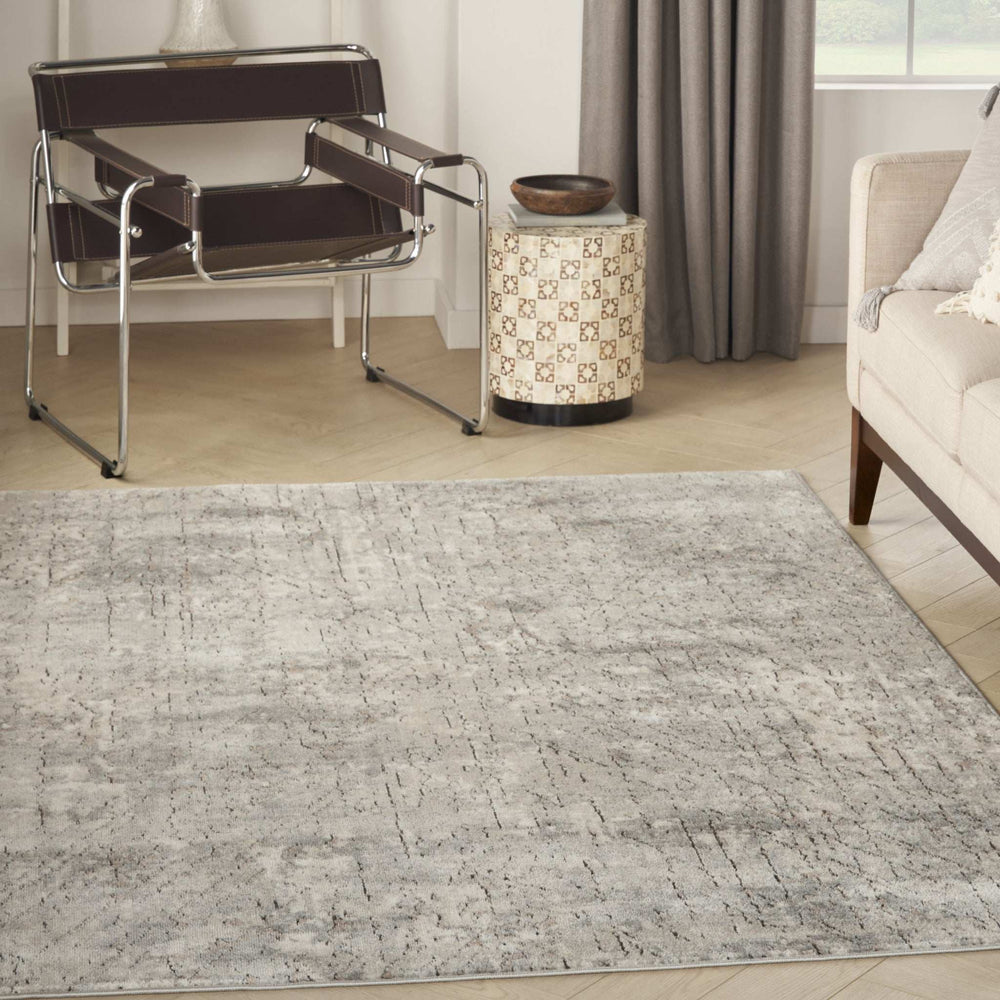 5' X 7' Beige And Grey Abstract Power Loom Non Skid Area Rug - Homeroots - Flyclothing LLC