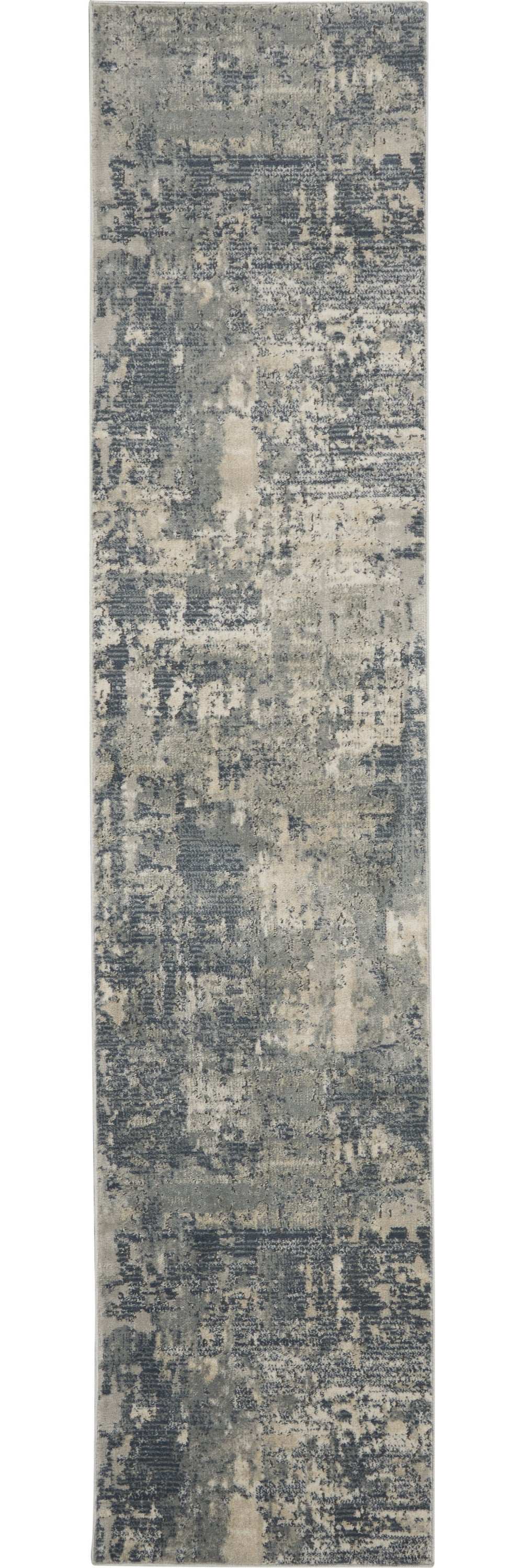 2' X 8' Grey And Beige Abstract Power Loom Non Skid Runner Rug - Homeroots - Flyclothing LLC