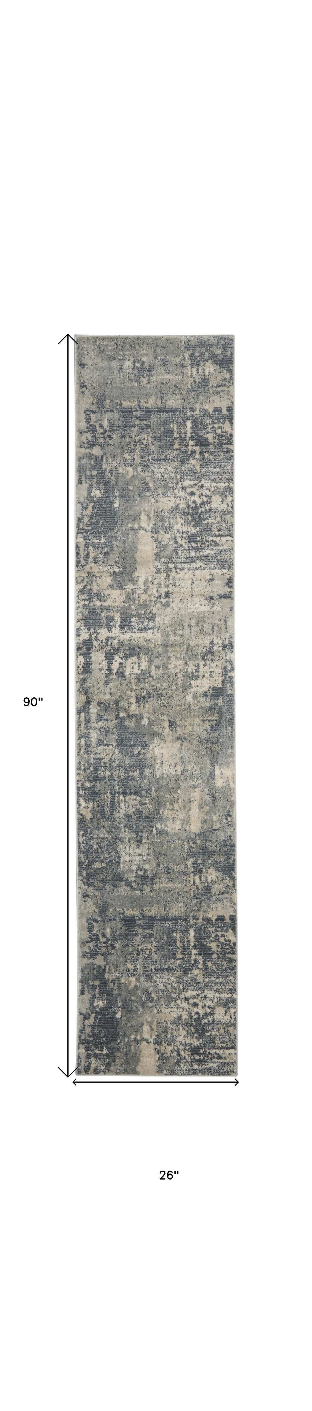2' X 8' Grey And Beige Abstract Power Loom Non Skid Runner Rug - Homeroots - Flyclothing LLC