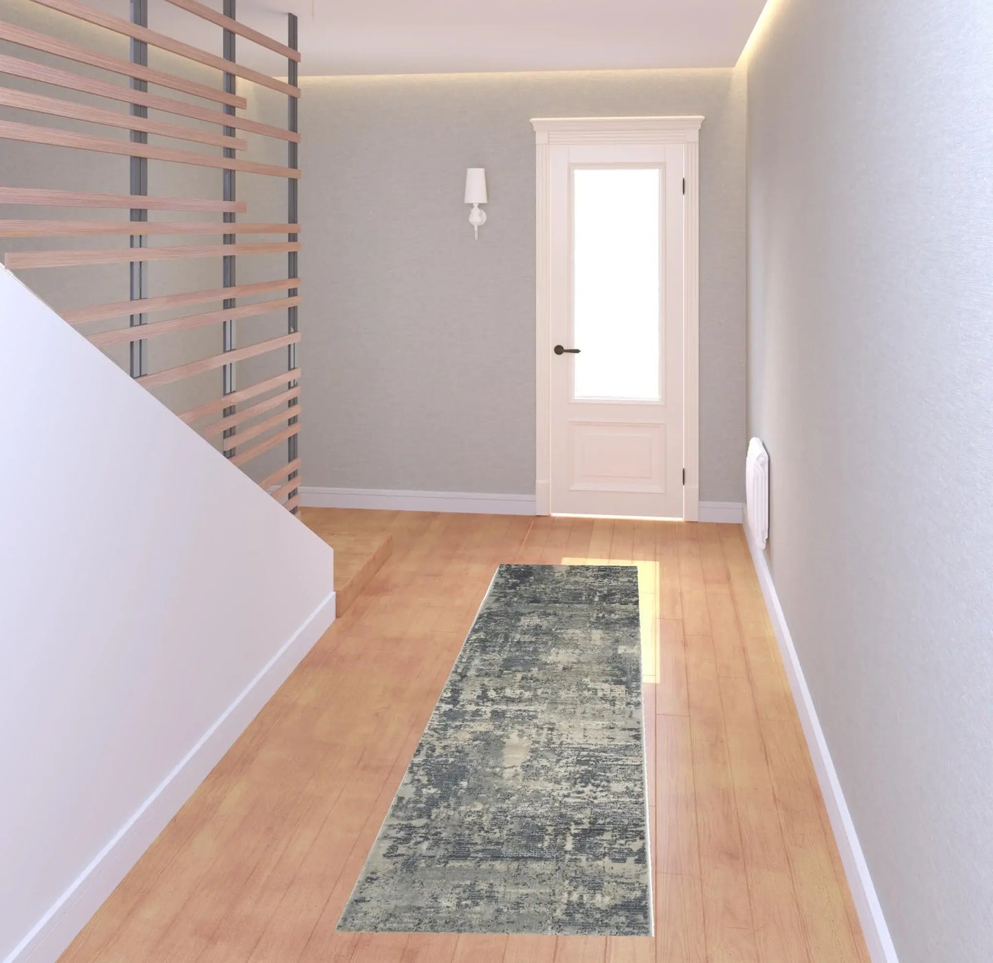 2' X 8' Grey And Beige Abstract Power Loom Non Skid Runner Rug - Homeroots - Flyclothing LLC