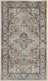 2' X 4' Beige And Grey Oriental Power Loom Non Skid Area Rug